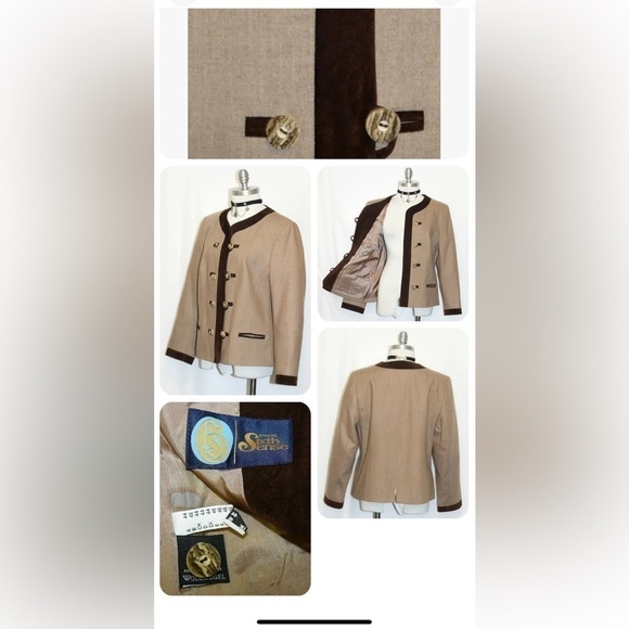 Your Sixth Sense Wool and Velvet trim Short Riding Jacket artifical wood buttons - Picture 14 of 14